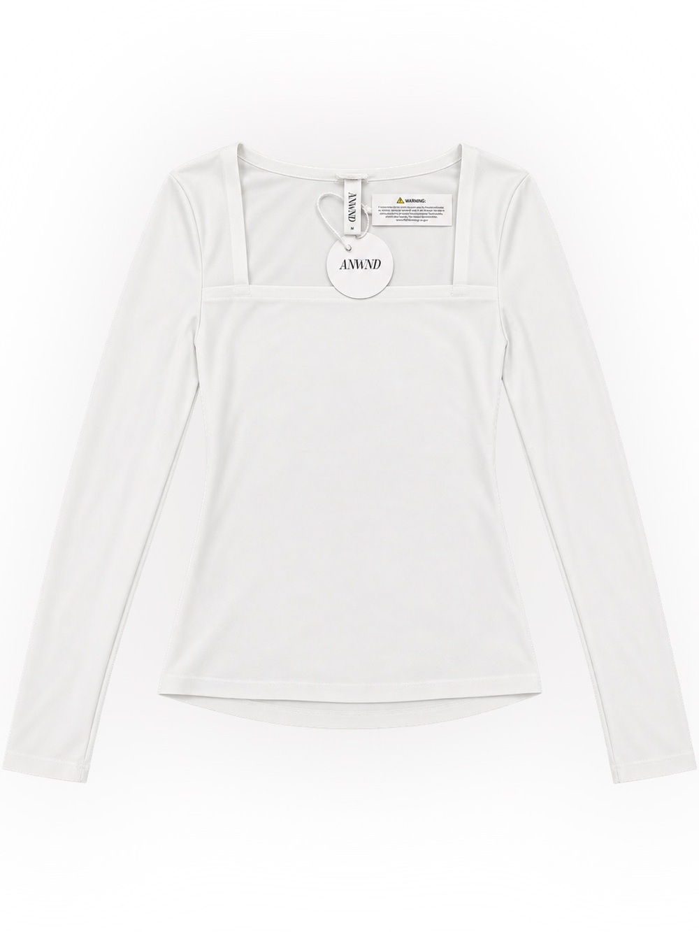 NWT ANWND White Square Neck Long Sleeve Fitted Top Size M
